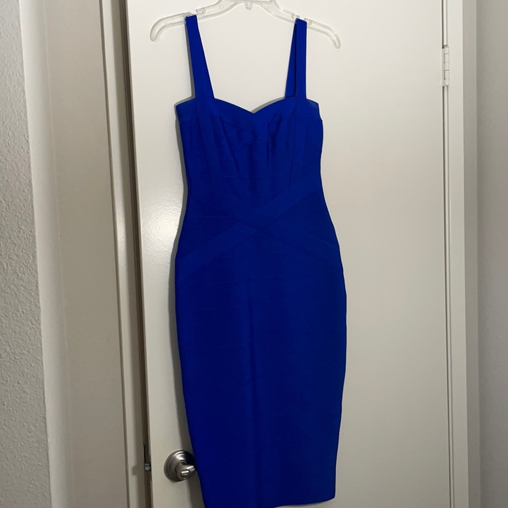 Royal blue bandage midi dress